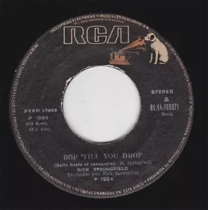 RICK SPRINGFIELD "Bop Till you Drop" spanish subtitle 1984 NM PERU 45 Listen - Picture 1 of 2