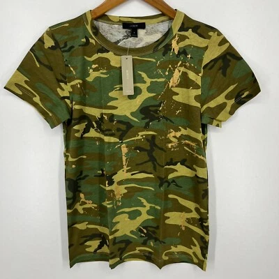 J. Crew 迷彩 T 恤女式 S 码绿色迷彩印花短袖全新全新带标签 — 第 1/4 张图片