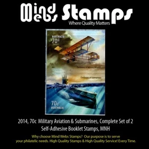 2014, 70c Aviation & Submarines, Se-Tenant Self-Adhesive Booklet Pair, MNH - Picture 1 of 2
