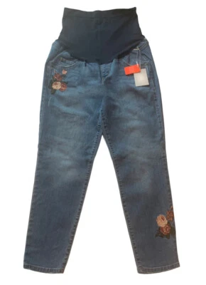 a:glow NWT Embroidered Maternity Jeans Full Panel Cropped Size 12 - Image 1 of 4