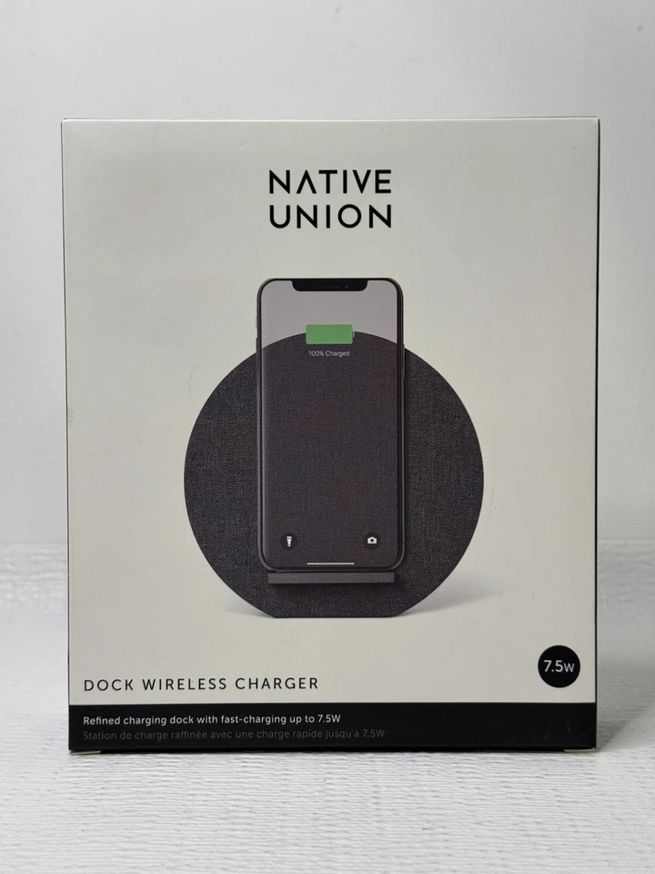 Native Union Dock Wireless Charger 7.5w QI Compatible Slate Gray New In Box - Image 1 of 3