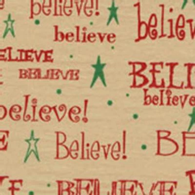 BELIEVE Tissue Paper on Kraft/Tan background  # 412 -- 10 Sheets -- Christmas - Image 1 of 2