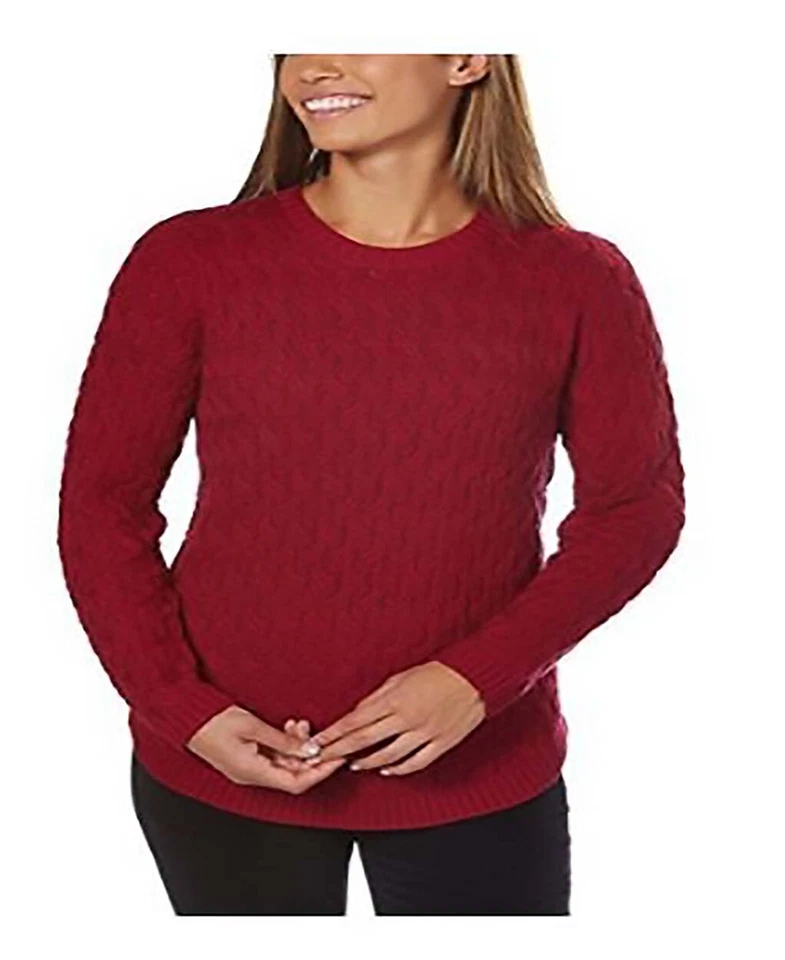 Jeanne Pierre Womens Fisherman Cable Knit Sweater Size Small Red Currant
