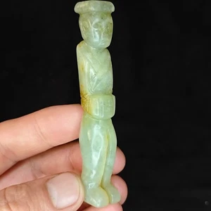 China Antiguo Raro Jade Jadeíta Tallado a Mano Colgante Collar Estatua Hombre - Imagen 1 de 18