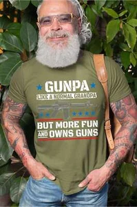 Men's Gunpa Shirt 2nd amendment pro gun shirts for grandpa him papa grandfather - Picture 1 of 9