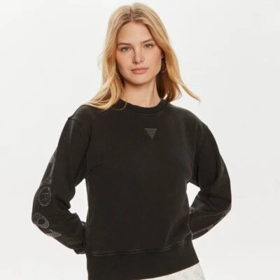 Sudadera Mujer Cuello Redondo Logo GUESS W4YQ17KC8I0 JBLK Negro - Imagen 1 de 4