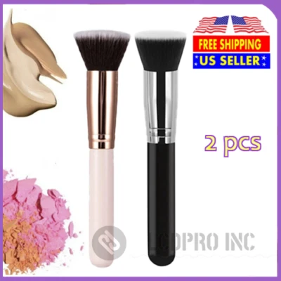 Cepillo de maquillaje base profesional Kabuki superior plana 2-4 piezas para mezclar crema líquida EE. UU. Foto 1 de 4