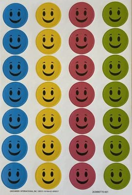 Pegatinas CARA SONRIENTE (28 piezas) Feliz•Niños•Niños•Círculos •Azul•Amarillo•Verde•Rosa• Foto 1 de 4