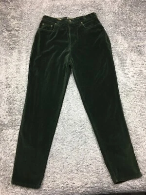 Express 棉绒布休闲裤女式 13/14 码绿色锥形紧身柔软 — 第 1/4 张图片