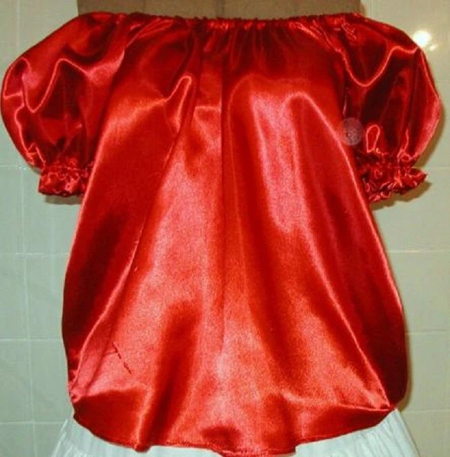 RED  SATIN Renaissance PIRATE CHEMISE CIVIL WAR blouse - Image 1 of 2