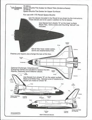 Warbird Space Shuttle Tile Code Decals 1/72 029 FOR REVELL KIT   - Image 1 of 3