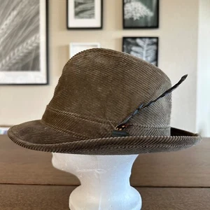 Vintage McGregor Sporstwear Corduroy Fedora Hat Medium 7- 7 1/8 Brown Made USA - Picture 1 of 7