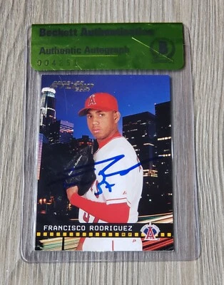 TARJETA DE ESTUDIO DONRUSS 2004 FIRMADA POR FRANCISCO RODRÍGUEZ #259 BAS COA ANGELS Foto 1 de 2