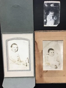 3 Vintage Black & White Baby Photographs 3”x4.5” 2”x3” - Picture 1 of 4