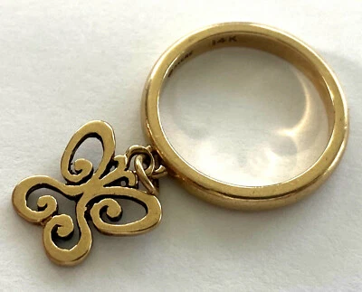 Anel feminino James Avery ouro amarelo 14K com berloque borboleta tamanho 3,75 - Imagem 1 de 4