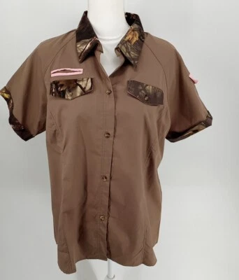 Master Sportswoman Women's 2XL Camo Pink Accents 100% Cotton Button Up Shirt - Image 1 of 4