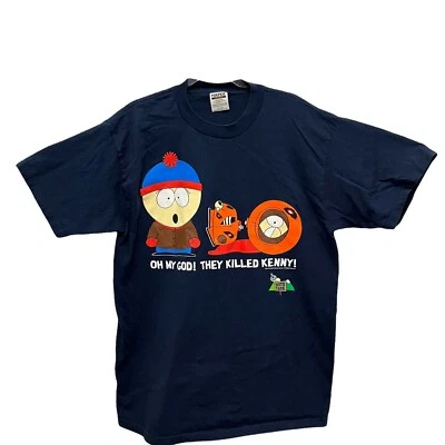 South Park T 恤 Kenny’s Dead 复古 Tultex 男式 XL 码海军蓝图形 — 第 1/4 张图片