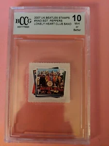 2007 UK Beatles Stamp #NNO SGT PEPPERS LONELY HEART CLUB BAN Graded 10 Mint BCCG - Picture 1 of 2