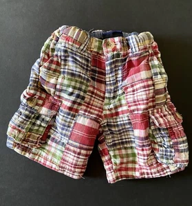 Standard Blues Boys 18 Months Toddler Madras Cargo Plaid Shorts Adjustable Waist - Picture 1 of 9