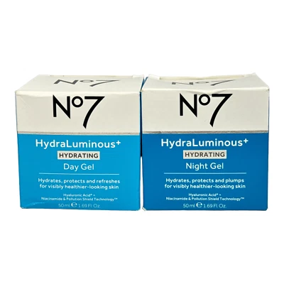 No7 HydraLuminous+ Hydrating Day and Night Gel 50ml/1.69fl.oz. New; You Pick! - Image 1 of 3