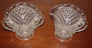 Depression Era Imperial Glass KATY LACED EDGE Creamer and Sugar Clear - Picture 1 of 12