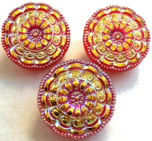 3 Czech Crystal Glass LACY Buttons #B598 - 27 mm or 1" - IRIDESCENT!!!!!!!!!!!!! - Picture 1 of 1