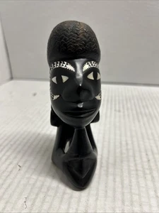 GREAT SOLOMON ISLANDS WOOD CARVING MOTHER OF PEARL TRIBAL FIGURE - Picture 1 of 5