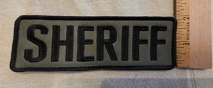 SHERIFF embroidery patch 2x6 inches hook Green with Black letters - Picture 1 of 3