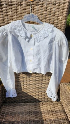 Dirndlbluse Gössl  40   weiß  mit Spitze Langarm   - Bild 1 von 3