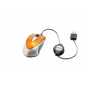 Verbatim Go Mini Optische Reise-Maus Volcanic Orange einziehbares USB-Kabel - Bild 1 von 5