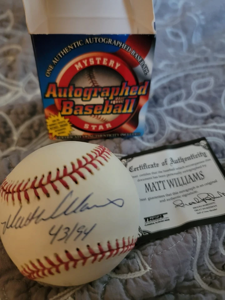 Auténtico de béisbol autografiado por Matt Williams certificado de autenticidad 43/94 Foto 1 de 1
