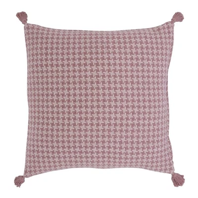 Almohada Decorativa Tonal Pata de Gallo Algodón Slub con Borlas,22" x 22", Rosa Rosado Foto 1 de 4