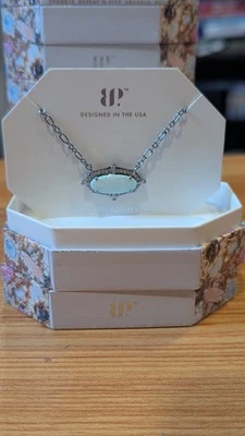 Bomb Party October 2025 Necklace "Framed In Flame" NK69664 White Opal / Hematite - Image 1 of 3