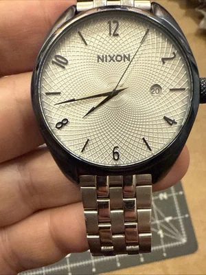 Nixon The Bullet Watch Women 38mm White Dial blue case Date Round New Battery - image 1 of 4