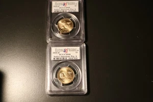 2010 P & D Native Sacagawea Dollar 2 Coin Set $1 PCGS SP68 Position A Satin - Picture 1 of 2