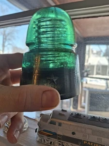 Juego de 3 aisladores de vidrio estilo colmena azul verde Hemingray H. G. Co - Imagen 1 de 13