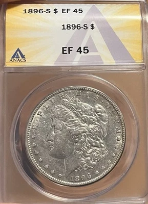 1896-S ANACS  XF 45 Morgan Silver Dollar - Image 1 of 4