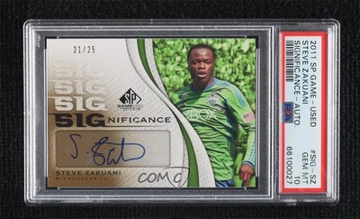 2011 SP Game Used Edition SIGnificance /25 Steve Zakuani PSA 10 GEM MT Auto - Image 1 of 2
