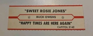 VTG Jukebox Title Strip BUCK OWENS Sweet Rosie Jones & Happy Times Are Here 1968 - Picture 1 of 1