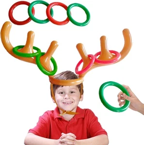Christmas Party Inflatable Reindeer Ring Toss Game Funny Toy for Kids Adults - Picture 1 of 7