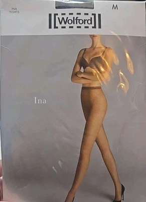 Колготки Wolford Ina размер M черные 19197 сетчатые сетчатые колготки новые в коробке - Изображение 1 из 3