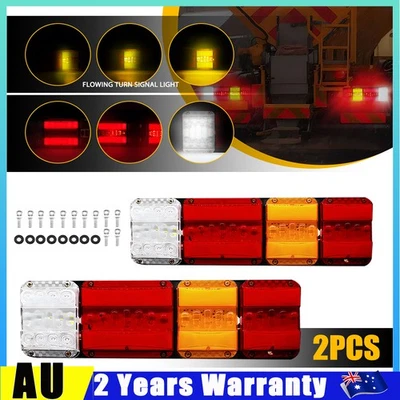 Pair For Trucks Trailer Car LED Combination Light Lamp Brake Tail Turn 12-24V DC - image 1 of 4