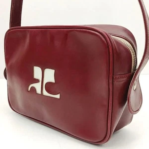 Borsa a tracolla Courreges vino rosso 8,6 pollici autentica rara dal Giappone buona - Foto 1 di 20