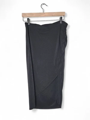 Lida Baday 褶皱郁金香下摆铅笔裙,黑色 L 码 — 第 1/4 张图片