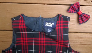 LANDS' END UNIFORM JUMPER + FREE Matching BOW, Blue Red Plaid, Girl's 7+ NEW - Picture 1 of 16