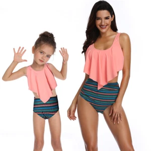 Family Matching Swimwear Mother Daughter Women Kids Baby Girls Bikini Swimsuit - Picture 1 of 16
