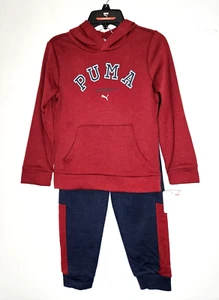 PUMA Boys hoodie and & Sweatpant Tracksuit Set Blue red size 7 - Picture 1 of 7