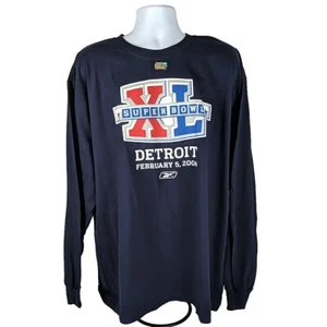 New Reebok Mens NFL Tshirt Detroit Superbowl 2XL 2006 Blue Steelers Seahawks - Picture 1 of 6