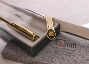 VINTAGE QUILL PEN PENCIL SET GOLD - Unknown Logo (you tell me) NEW IN BOX - Picture 1 of 5