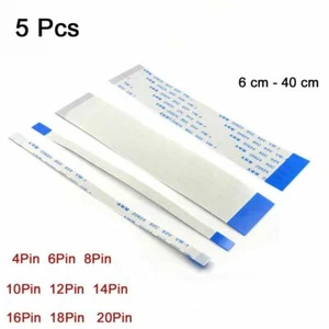 5 Pcs FFC Flexible Flat Cable Ribbon 4 6 8 10 12-20Pin Pitch 0.5/1.0mm AWM 20624 - Picture 1 of 4